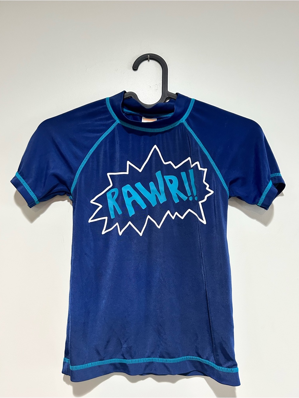 Gymboree Navy & Teal 'RAWR!!' Short Sleeve Rash Guard